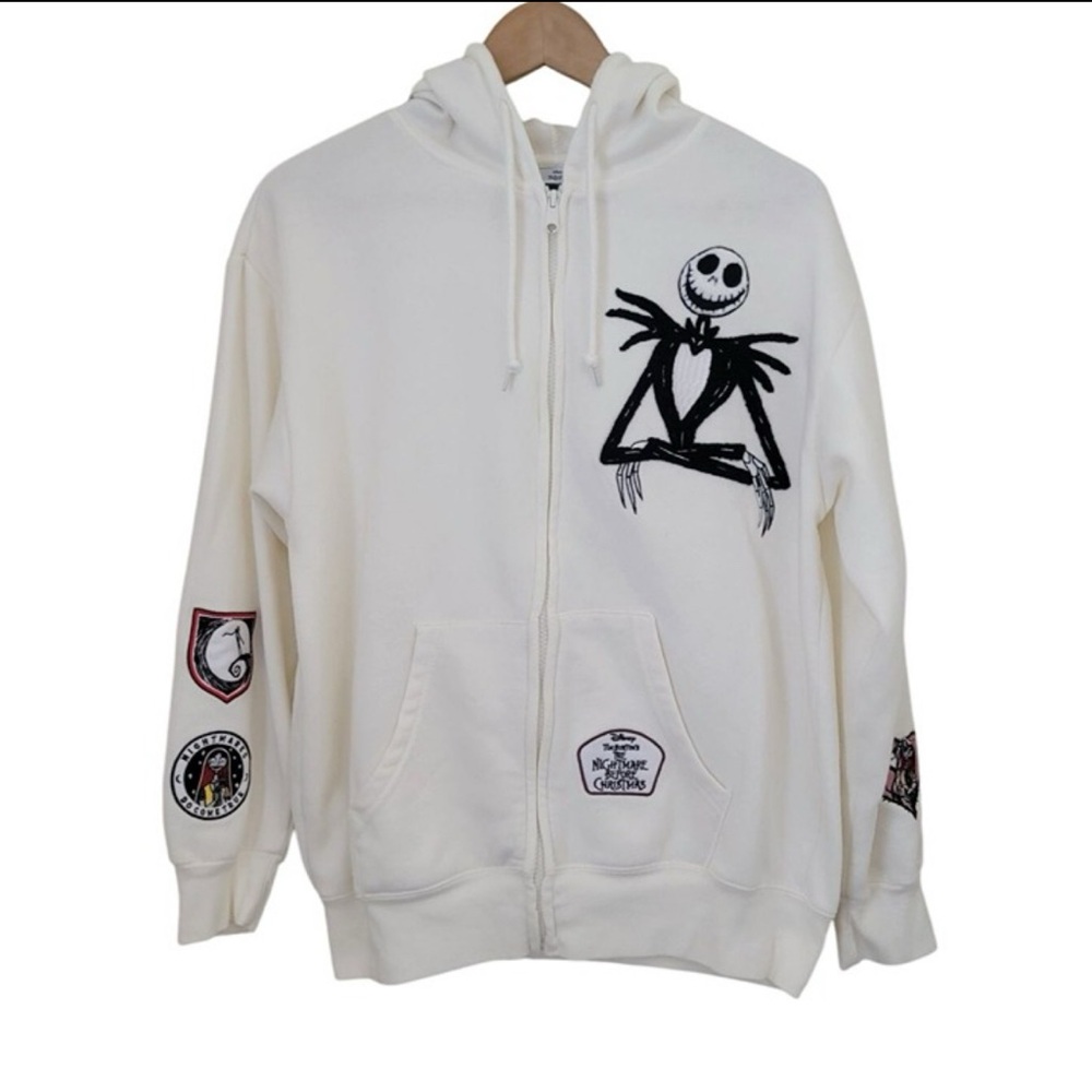 Nightmare Before Christmas Embroidered Zip Up Hoodie Large